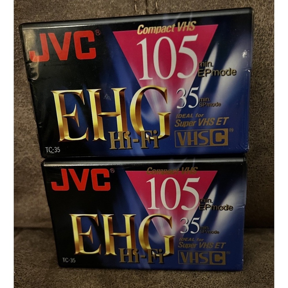 Lot of 2 JVC 105 Minute VHS-C Compact Video Tape Cassette TC-35 EHG Sealed NEW